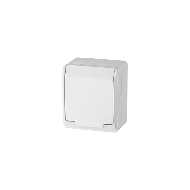 HERMES BIAŁY GNIAZDO NT 1X Z/U Z KLAPKĄ IP44 ZACISKI ŚRUBOWE 16A 250V