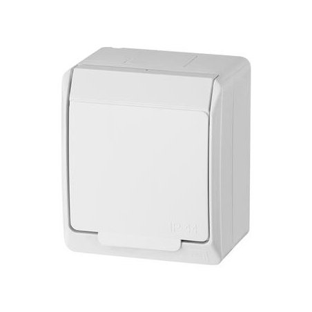 HERMES BIAŁY GNIAZDO NT 1X Z/U Z KLAPKĄ IP44 ZACISKI ŚRUBOWE 16A 250V