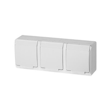 HERMES BIAŁY GNIAZDO NT 3X Z/U Z KLAPKĄ IP44 ZACISKI ŚRUBOWE 16A 250V