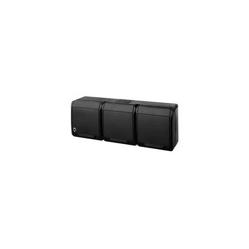 HERMES CZARNY GNIAZDO NT 3X Z/U Z KLAPKĄ IP44 3X2P+Z ZACISKI ŚRUBOWE 16A 250V