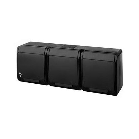HERMES CZARNY GNIAZDO NT 3X Z/U Z KLAPKĄ IP44 3X2P+Z ZACISKI ŚRUBOWE 16A 250V