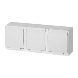 HERMES BIAŁY GNIAZDO NT 3X Z/U Z KLAPKĄ IP44 ZACISKI ŚRUBOWE 16A 250V