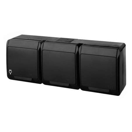 HERMES CZARNY GNIAZDO NT 3X Z/U Z KLAPKĄ IP44 3X2P+Z ZACISKI ŚRUBOWE 16A 250V