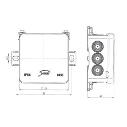 Puszka elektryczna natynkowa hermetyczna IP54 Simet NS5 75x75x40mm