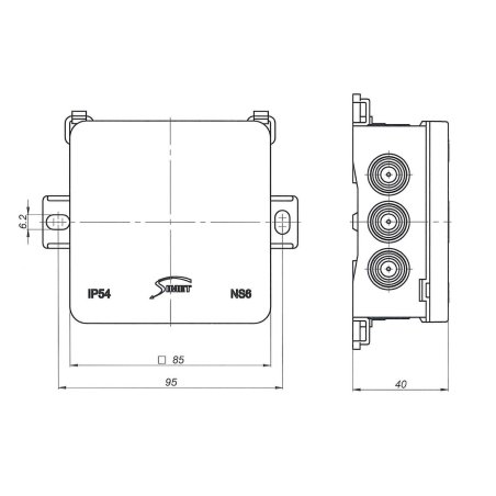 Puszka elektryczna natynkowa hermetyczna IP54 Simet NS6 85x85x40 mm