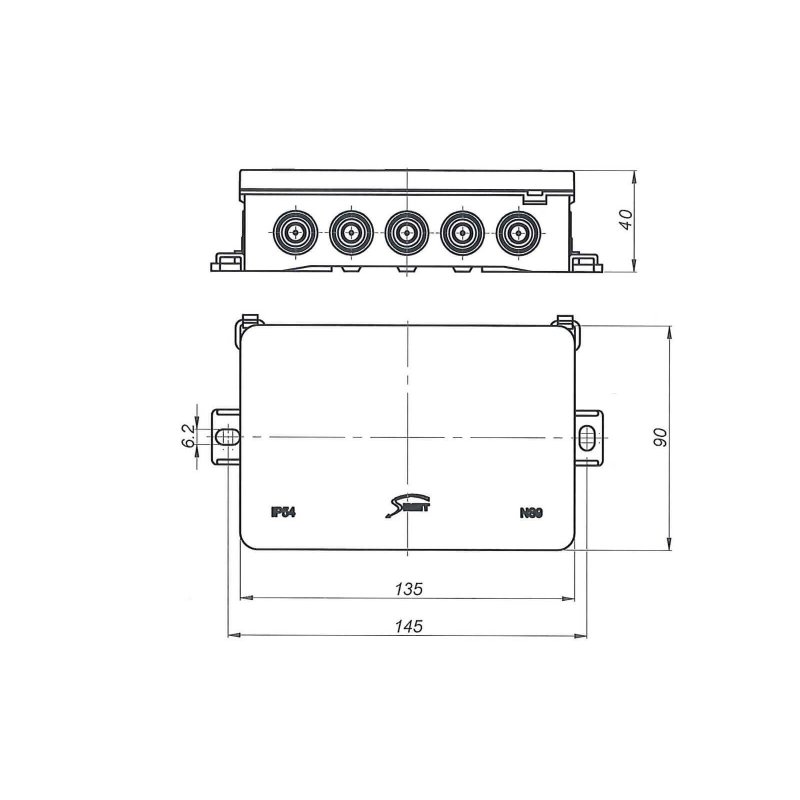 Puszka elektryczna natynkowa hermetyczna IP54 Simet NS9 IP54 40x90x40mm