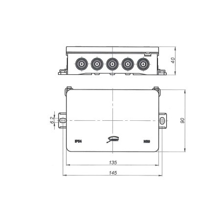 Puszka elektryczna natynkowa hermetyczna IP54 Simet NS9 IP54 40x90x40mm